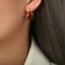 [316L鈦鋼]復古小眾月牙形耳釘 - F337-红色彩釉耳环