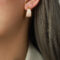 [316L鈦鋼]復古小眾月牙形耳釘 - F337-奶咖色彩釉耳环