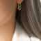 [316L鈦鋼]港風彩釉鏤空U型耳扣 - F298-绿色彩釉耳环
