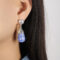[316L鈦鋼]韓版仿珍珠樹脂耳環F1119 - F1119-钢色蓝树脂耳环