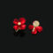 [蚊香盤]甜美紅色花朵耳環 - 无耳洞。蚊香盘耳夹