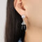 [316L鈦鋼]韓版仿珍珠樹脂耳環F1119 - F1119-钢色黑树脂耳环