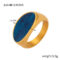 [316L鈦鋼]幾何簡約亮面食指戒 - A604-金色蓝滴油戒指, 6号
