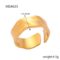 [316L鈦鋼]個性幾何紋理寬版戒指A655 - A655-金色戒指