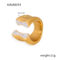 [316L鈦鋼]貝殼紋理鑲鋯石戒指 - A044-金色戒指, 6号