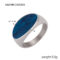 [316L鈦鋼]幾何簡約亮面食指戒 - A604-钢色蓝滴油戒指, 6号