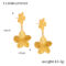 [316L鈦鋼]氣質貝珠花朵蝴蝶耳環F1301 - F1301-金色耳环
