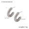 [316L鈦鋼]簡約C型光面鑲鉆耳環 - F1503-钢色耳环