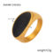[316L鈦鋼]幾何簡約亮面食指戒 - A604-金色黑滴油戒指, 6号