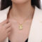[316L鈦鋼]韓版時尚鑲鉆小熊項鏈 - P1677-金色白钻项链