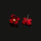 [蚊香盤]甜美紅色花朵耳環 - 有耳洞。银针