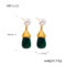 [316L鈦鋼]韓版仿珍珠樹脂耳環F1119 - F1119-金色绿树脂耳环