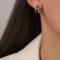[316L鈦鋼]復古小眾月牙形耳釘 - F336-绿色彩釉耳环