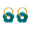 [316L鈦鋼]金鏈條花朵樹脂吊墜項鏈MYTXF107 - MYTXF107-蓝绿色耳环