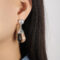 [316L鈦鋼]韓版仿珍珠樹脂耳環F1119 - F1119-钢色透明树脂耳环