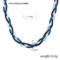 [316L鈦鋼]蛇鏈彩色刀片編織項鏈 - P1925--大款蓝钢黑项链