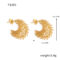 [316L鈦鋼]幾何C形纏繞線條耳環 - F1385-金色耳环