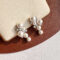 [蚊香盤]輕奢復古珍珠鋯石耳環 - 有耳洞。银针