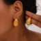 [316L鈦鋼]輕奢水滴形鑲鉆耳環 - TXF007-金色耳环